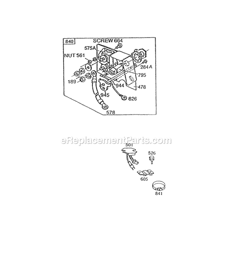 Key Panel Diagram and Parts List for 170402-2102-01  Briggs and Stratton Engine
